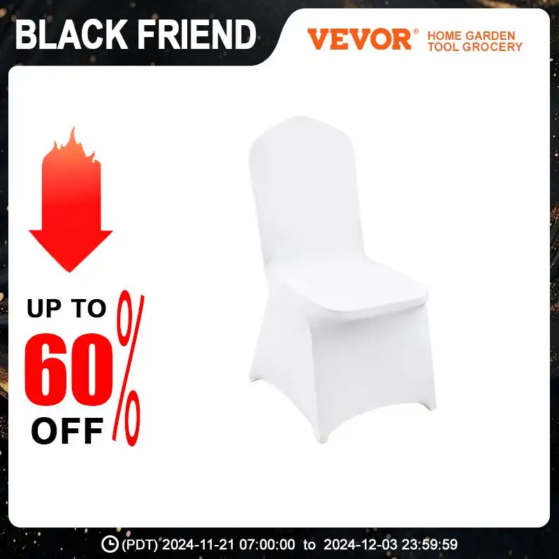 VEVOR 50pcs White Chair Covers Wedding Folding Chair Covers Universal Chair Cover Removable Washable for Wedding/Celebration