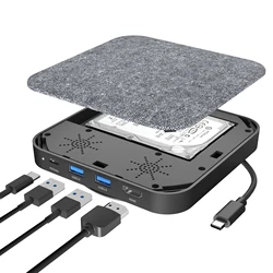 6-IN-1 USB C HUB with Disk Storage Function PD100W Type-C to 4K HDMI-compatible SATA 2.5 inch SSD/HDD HUB Dock Station For PC