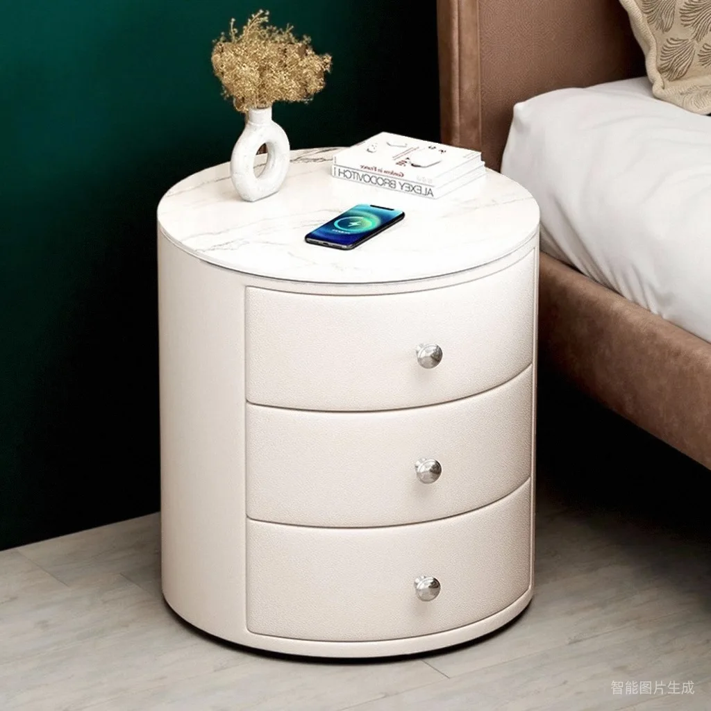 طاولة سرير ذكية متعددة الوظائف مصنوعة من الخشب الصلب وشحن لاسلكي وخزانة تخزين فاخرة بجانب السرير بثلاثة ألوان #3