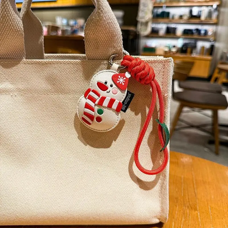 Weihnachtliche PU-Schlüsselanhänger mit niedlichem Aufdruck, robustes Lanyard, langlebig für Weihnachtsfeiergeschenke, Feiertagsgeschenke, Handtaschendekoration. – Detail 9