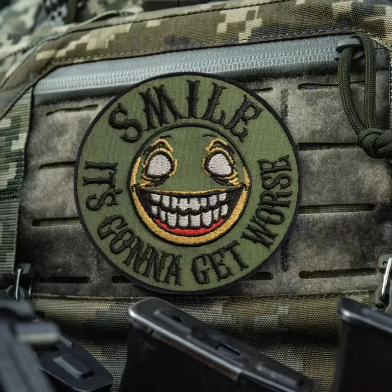 Smile! It is Gonna get Worse Embroidered Morale Patches Funny Hook&Loop Patch Military Badge Armband Tactical Backpack Stickers