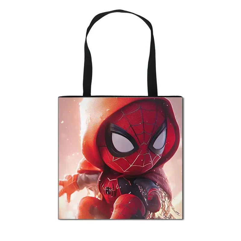 

MINISO Disney New Large Capacity Canvas Bag - Spider Man Cartoon Print, Stylish Shoulder & Portable Eco-friendly Shopping Bag