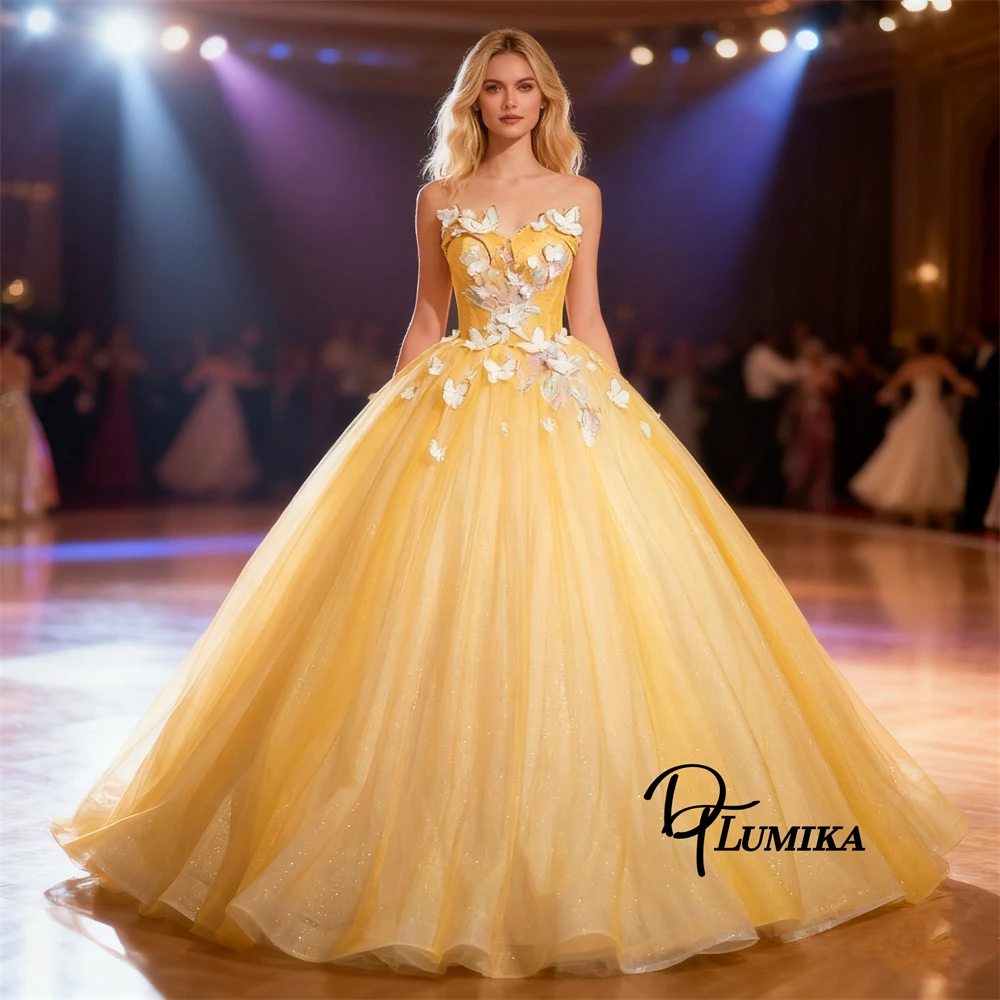 

DTLumika Butterfly Princess Quinceanera Dresses Strapless Ball Gown Customized Coming of Age Party Gowns Sweet 15 16 Dresses