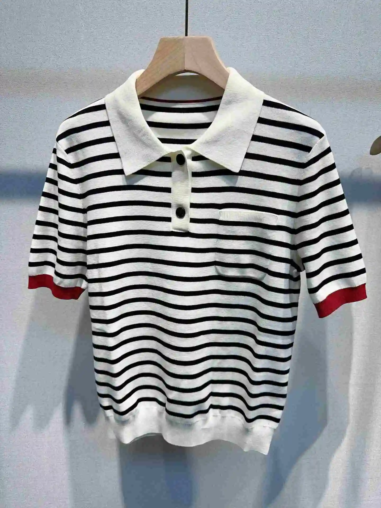 

2024 new casual POLO short sleeved early autumn striped vest