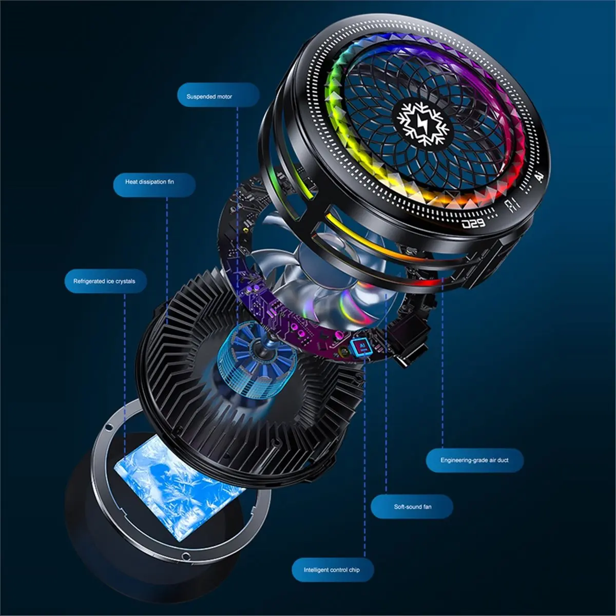 Promotion TH29AI RGB Lights Phone Cooler Magnetic Back Clip Semiconductor Cooling Fan Fast Cooling Radiator for Gaming