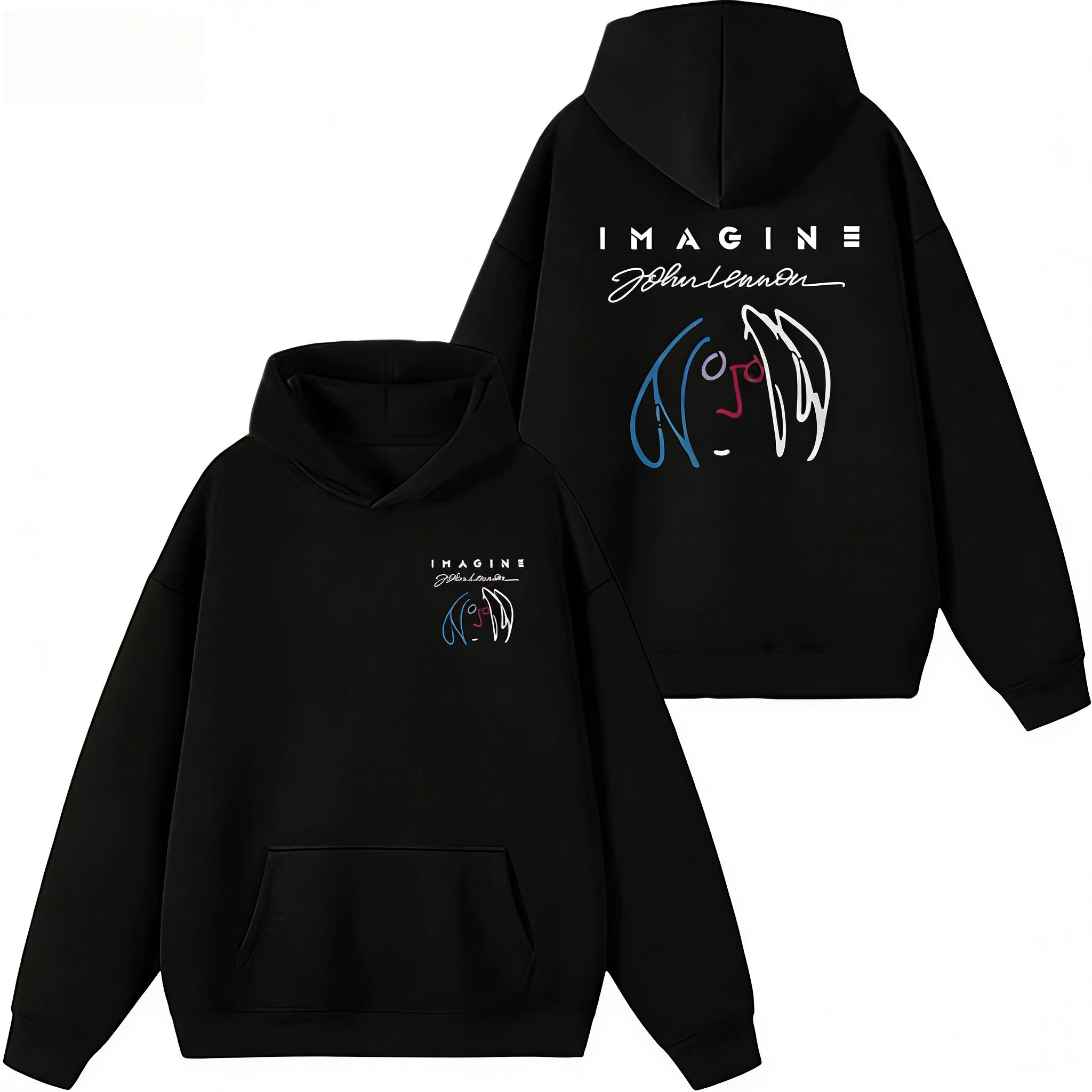 

Худи унисекс с принтом в стиле Джона Леннона 2026 года, весна/осень/зима, винтажный пуловер в стиле Харадзюку, мужская и женская толстовка