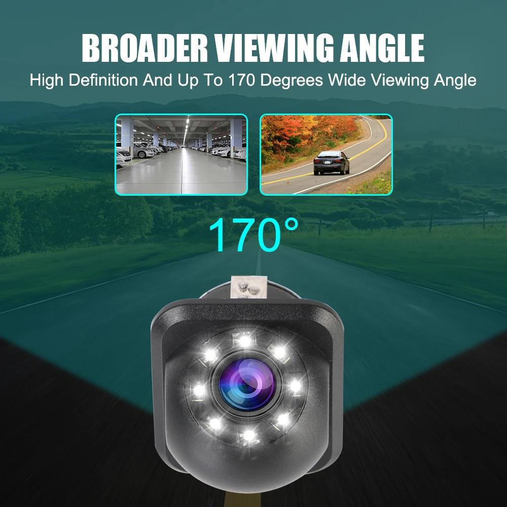 

Камеры заднего вида 12 В, 8 светодиодов 170 ° Широкоугольная резервная камера Инфракрасное ночное видение Мониторинг парковки автомобиля Автоматическая помощь при парковке