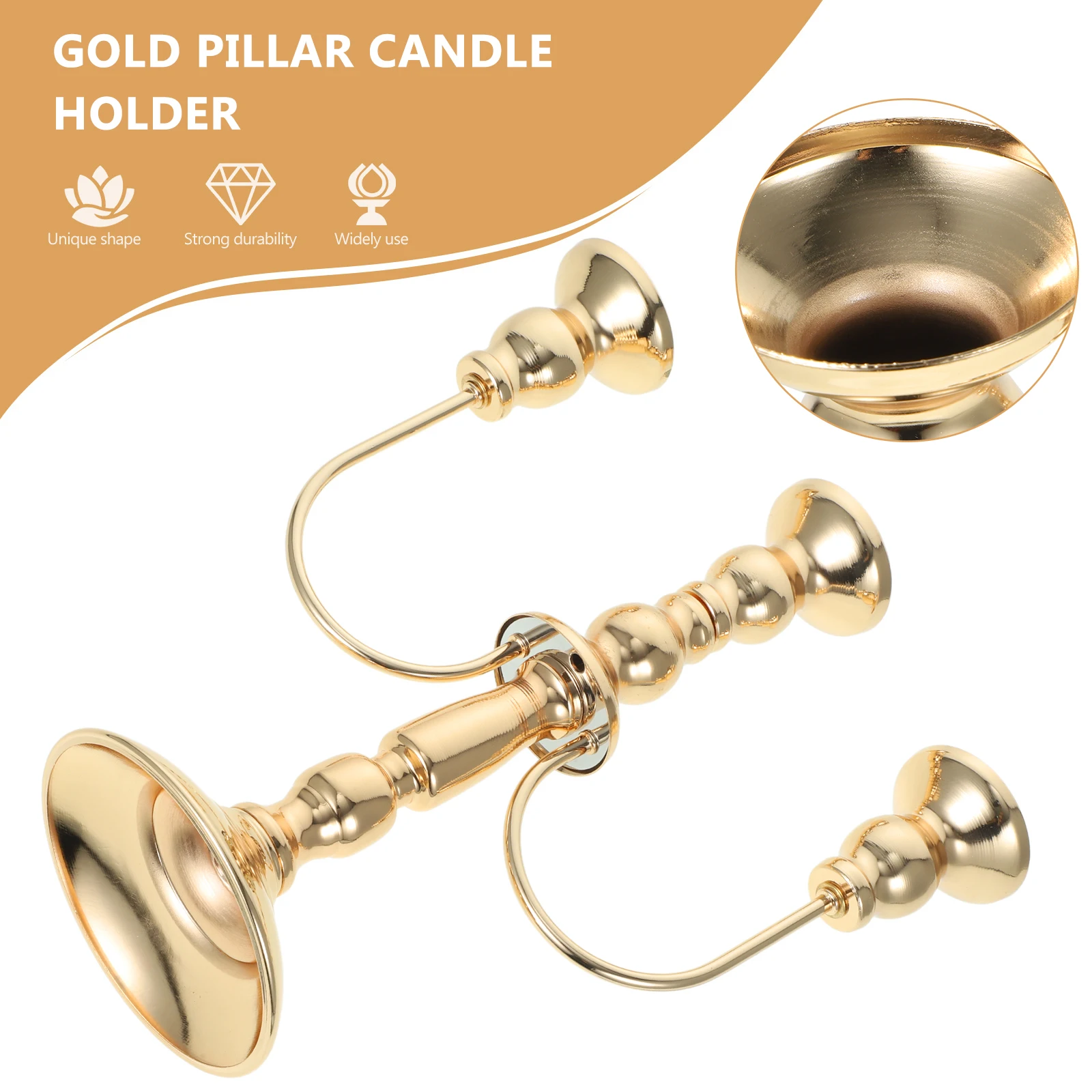 

Golden 3-Head Candlestick Holder Iron Gold Plated Wedding Hotel Dinner Decor Tapered Candles Stand Table Centerpiece Retro