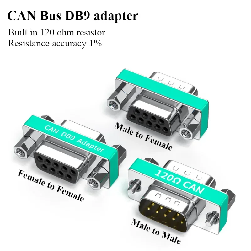 

DB9 Serial Port Conversion Plug CAN Bus Adapter Head Male to Female Built-in 120 Ohm CAN Terminal Resistance with 1% Accuracy