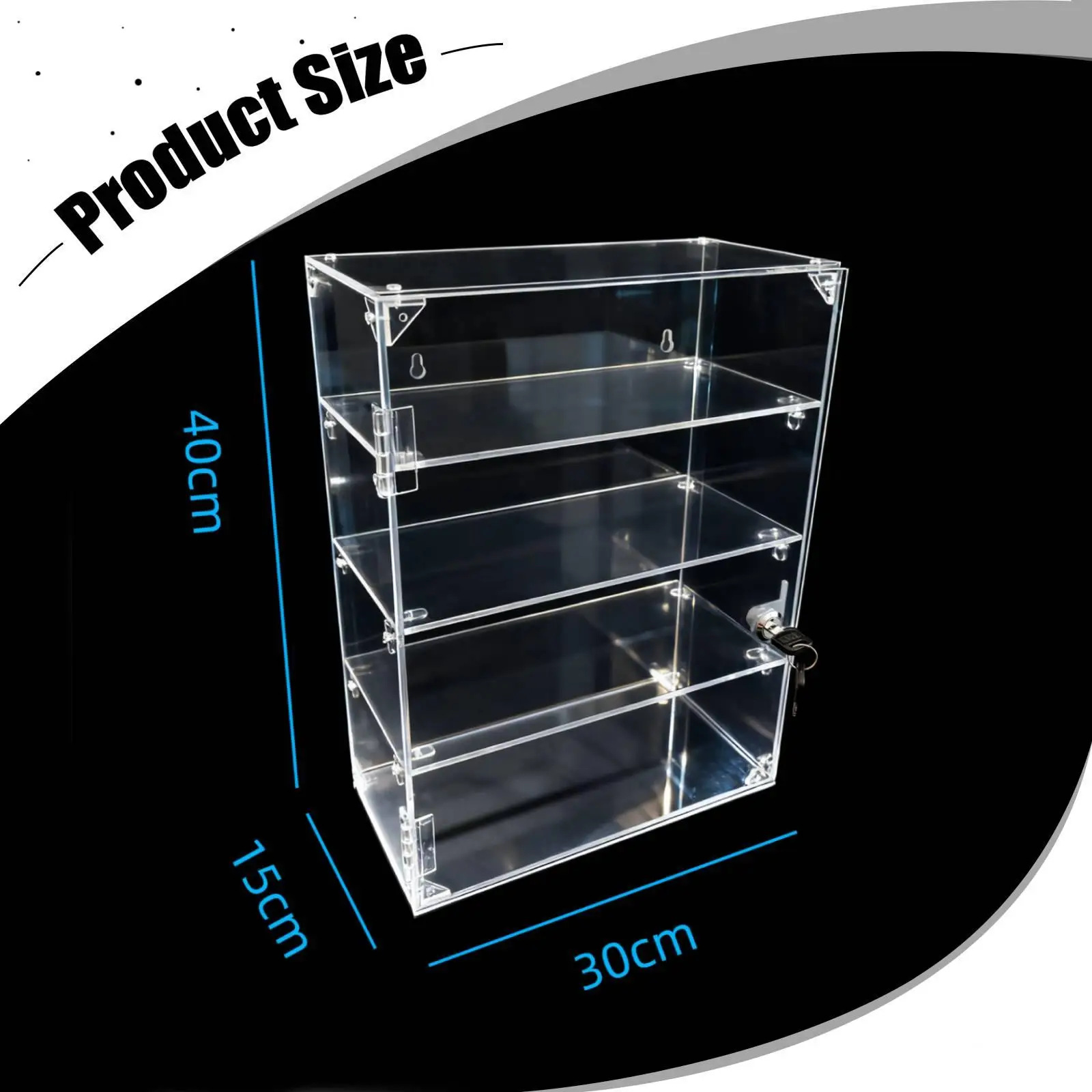Acrylic Display Case with Lock Multifunctional Clear Showcase Display Cabinet Organizer Box for Desktop Home Perfume Memorabilia