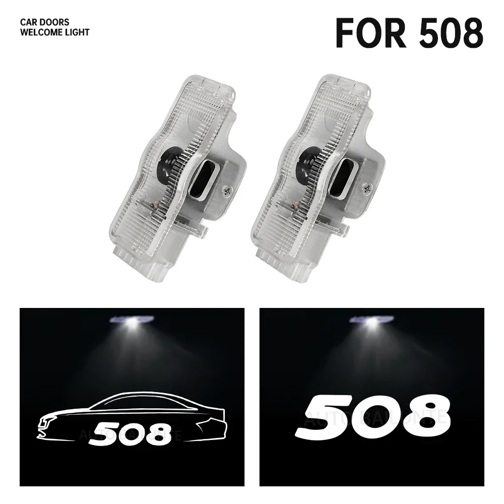 

2PCS For Peugeot 508 2010 2011 2012 2013 2014 2015 2016 2017 2018 Car Logo LED Door Lights Laser Projector Lamp