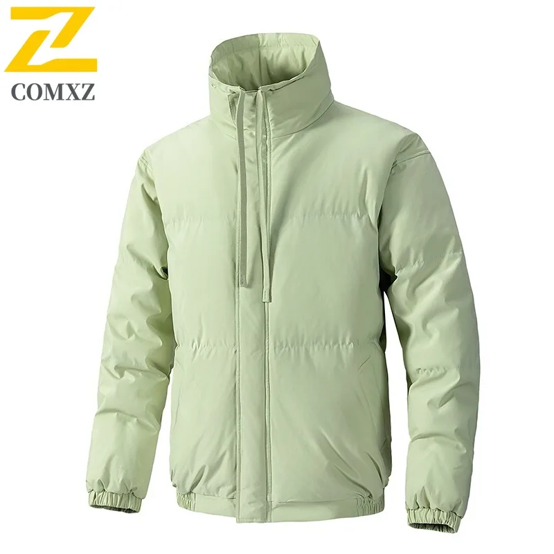 COMXZ 2025 Men Padded Jacket Stand Collar Loose Fit Fashion Outdoor Sports Coat Winter Quality Trendy Outerwear Street Style