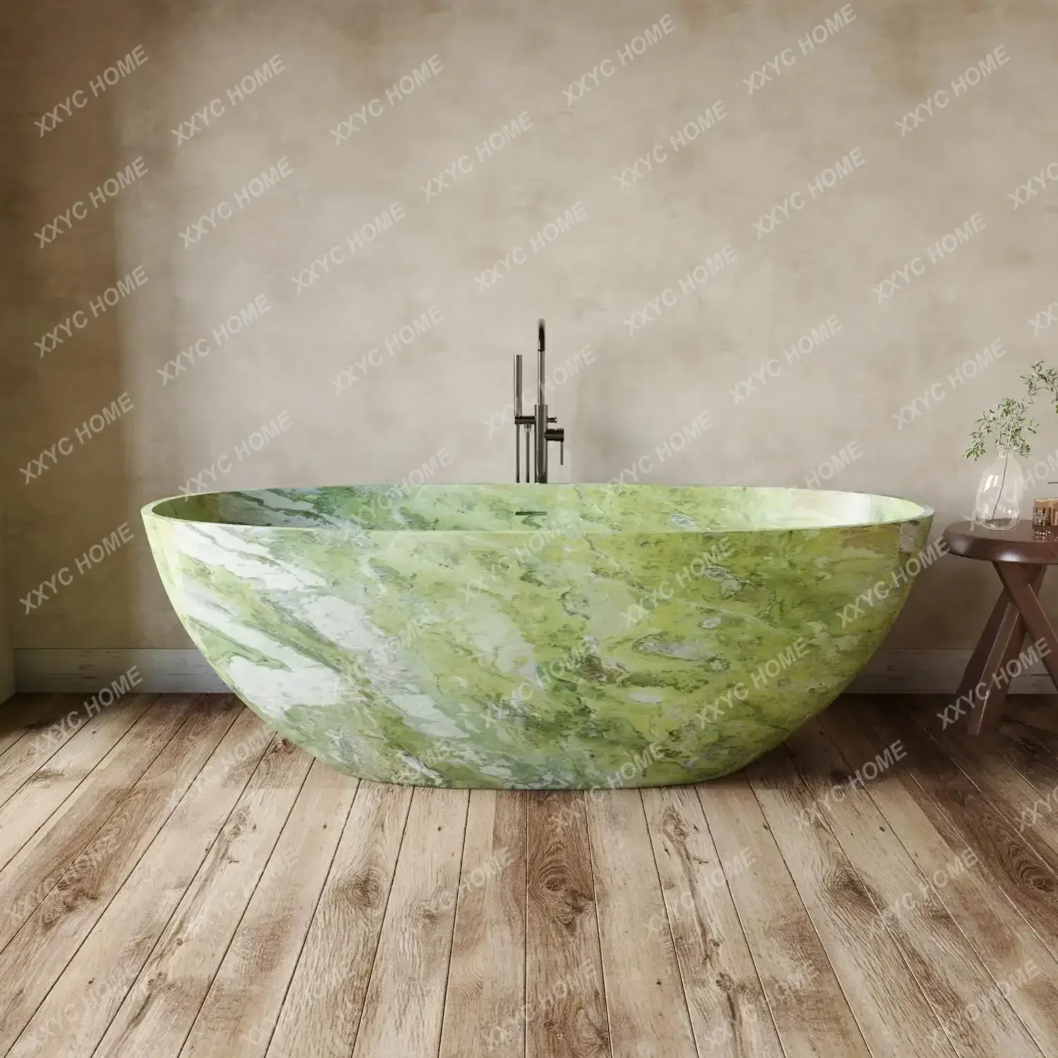 

Luxury Egg-Shaped Bathtub, PMMA Stone Composite Freestanding Tub, Heat Retention &Easy-Clean, Body Contour, Customizab