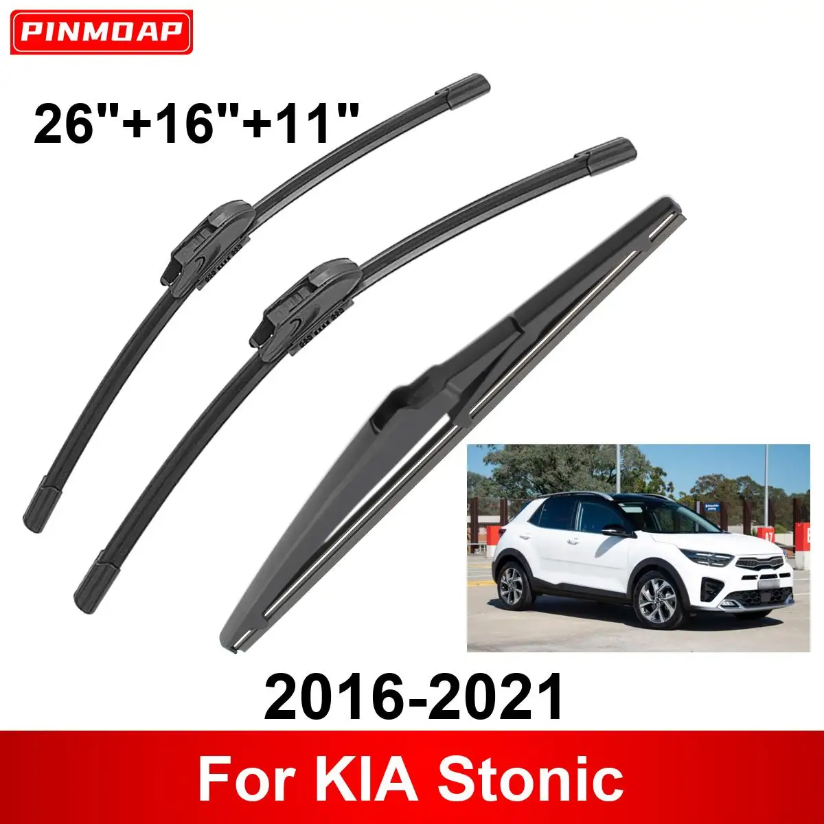 3PCS Car Wiper For KIA Stonic 2016-2021 Front Rear Wiper Blades Brushes Auto Accessories 2016 2017 2018 2019 2020 2021