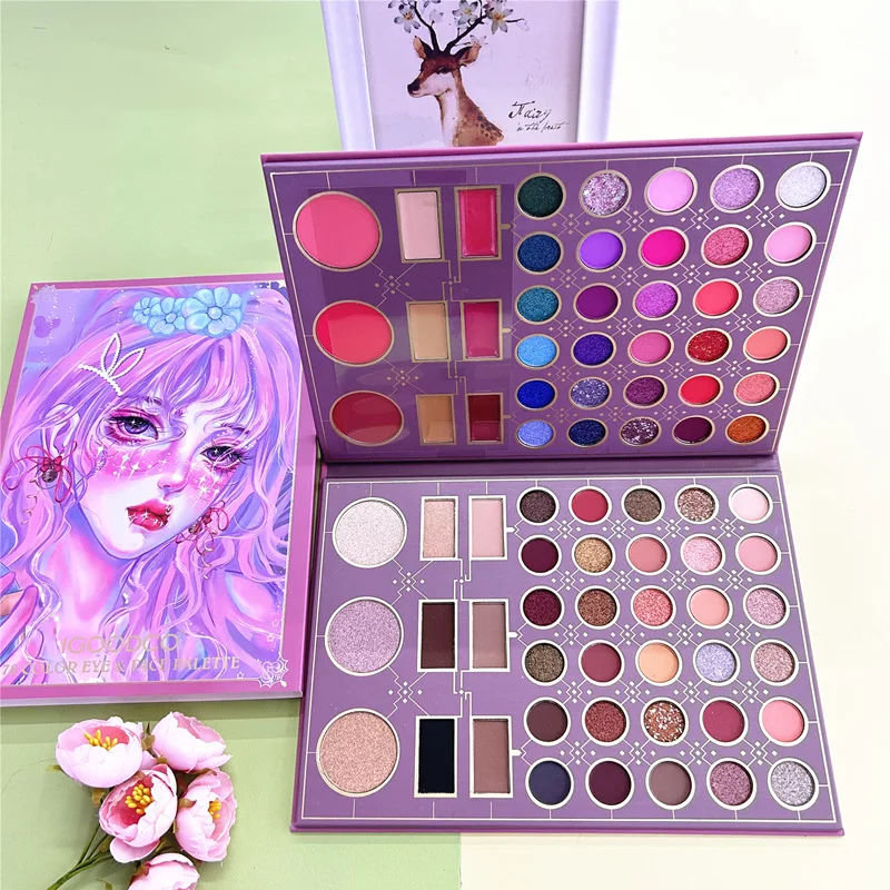 Matte Big Eyeshadow Palette Book, 78 cores, Cartoon Girl, Glitter, lantejoulas, sombra de olho, blush, pigmento, maquiagem profissional para rosto