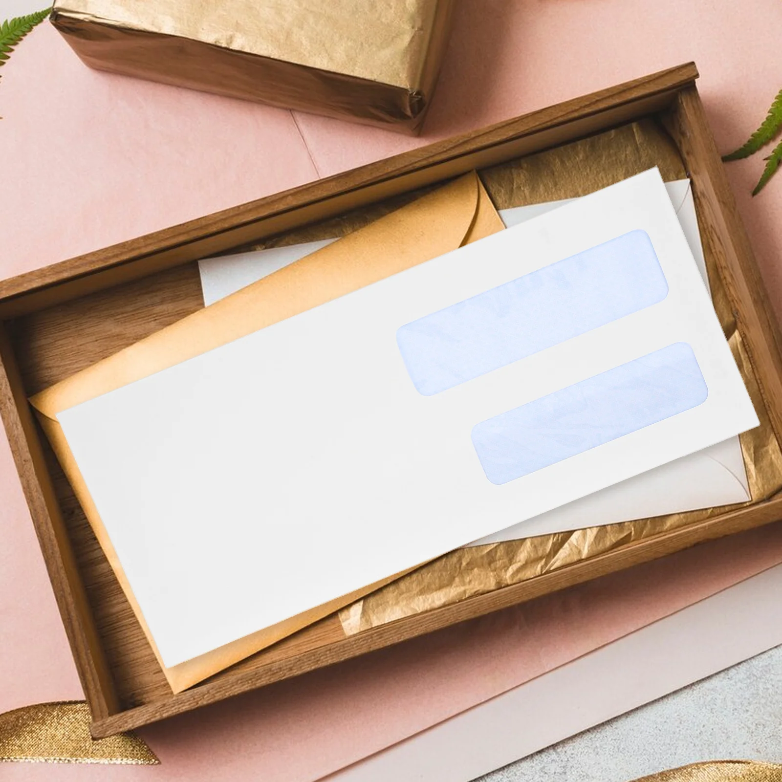 

100pcs Business Envelopes Double Window Security Mailers Document Check Flip Self Seal Offset Paper Office Supply White