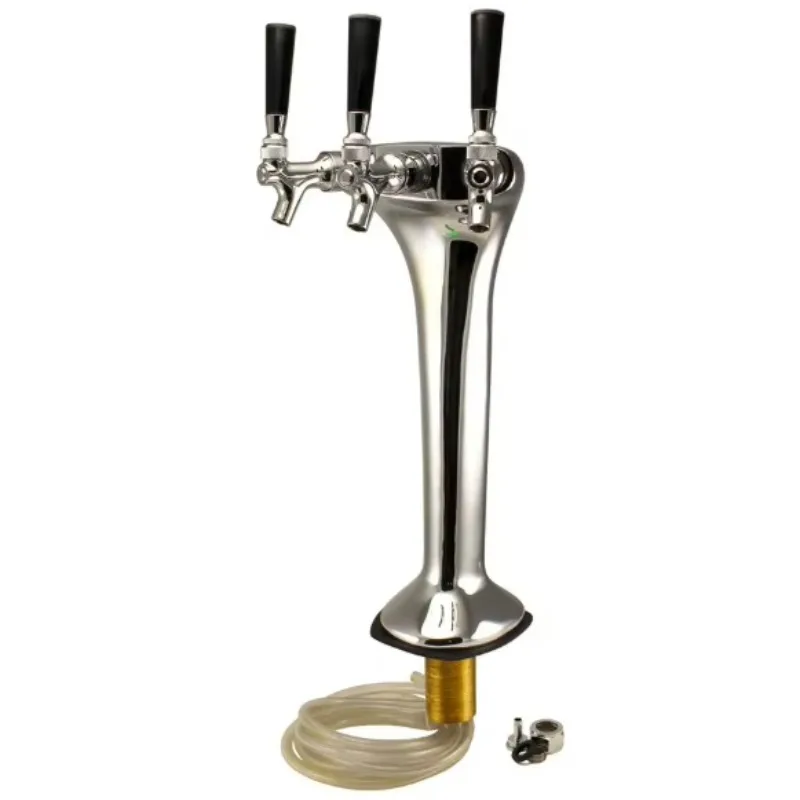 

Home Brew Brass Chrome Curved Shape Beer Tower with three adjustable homebrewig Tap facuets