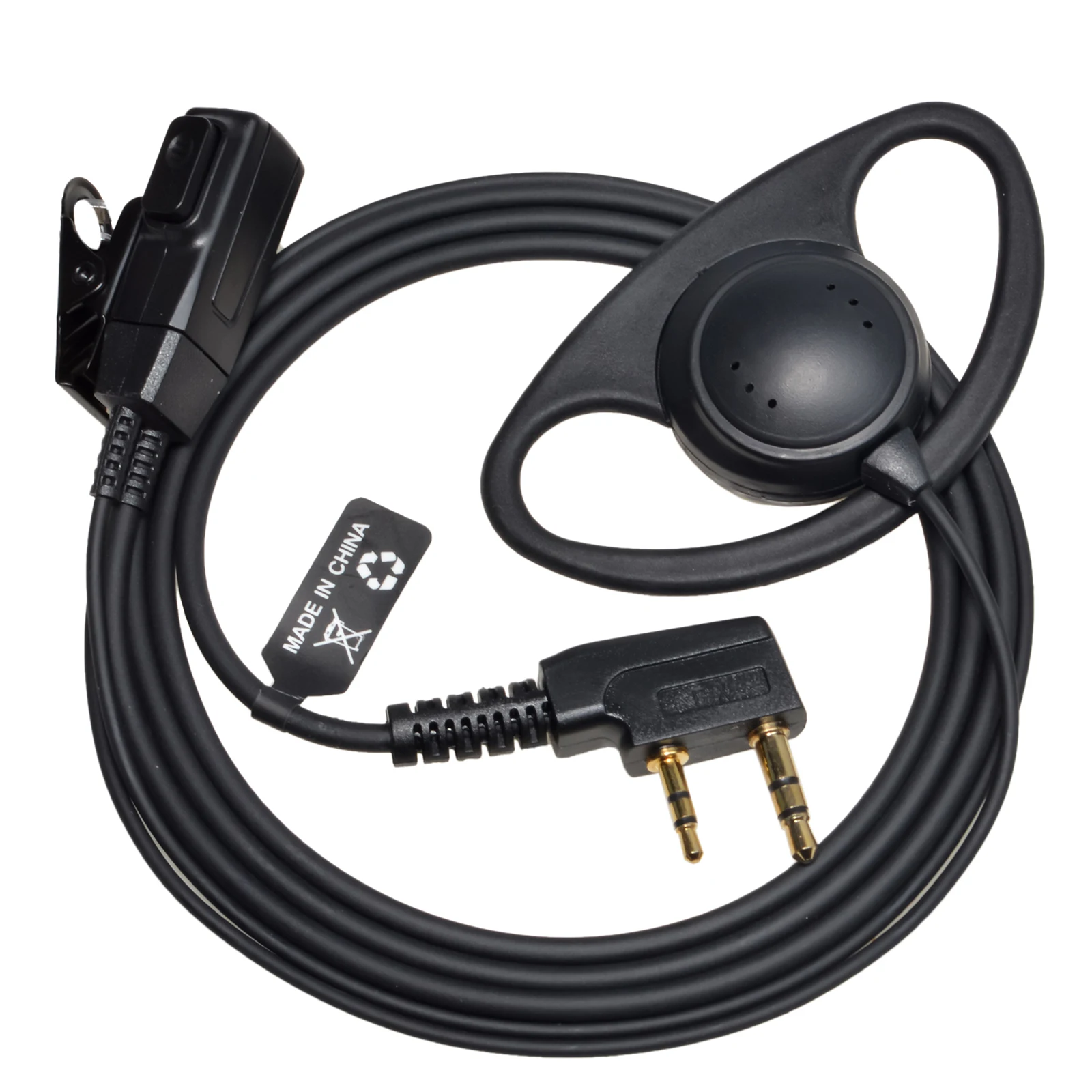 D-Shape Walkie Talkie Earpiece,2-pin Two Way Radio Headset with PTT Mic for Kenwood Retevis Quansheng Baofeng UV-K58 UV-5R UV-82