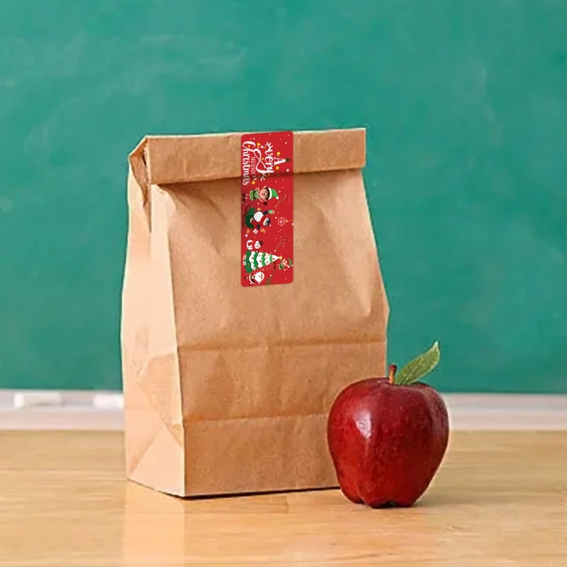 120Pcs/롤 크리스마스 씰링 스티커 직사각형 스티커 새해 복 많이 받으세요 휴일 사탕 가방 상자 장식 스티커 Dropship