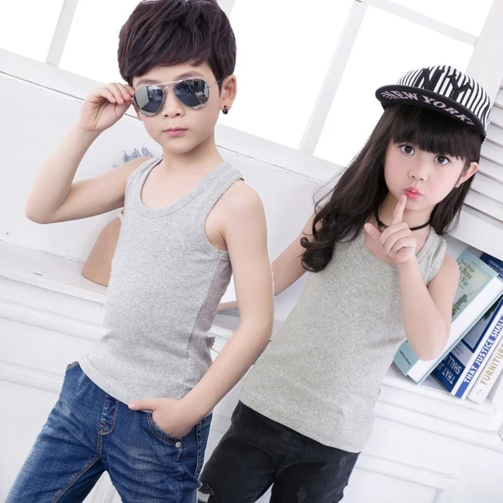 Fashion Cotton Tank Top Sleeveless Solid Color Vest Racerback Tank Top Girls