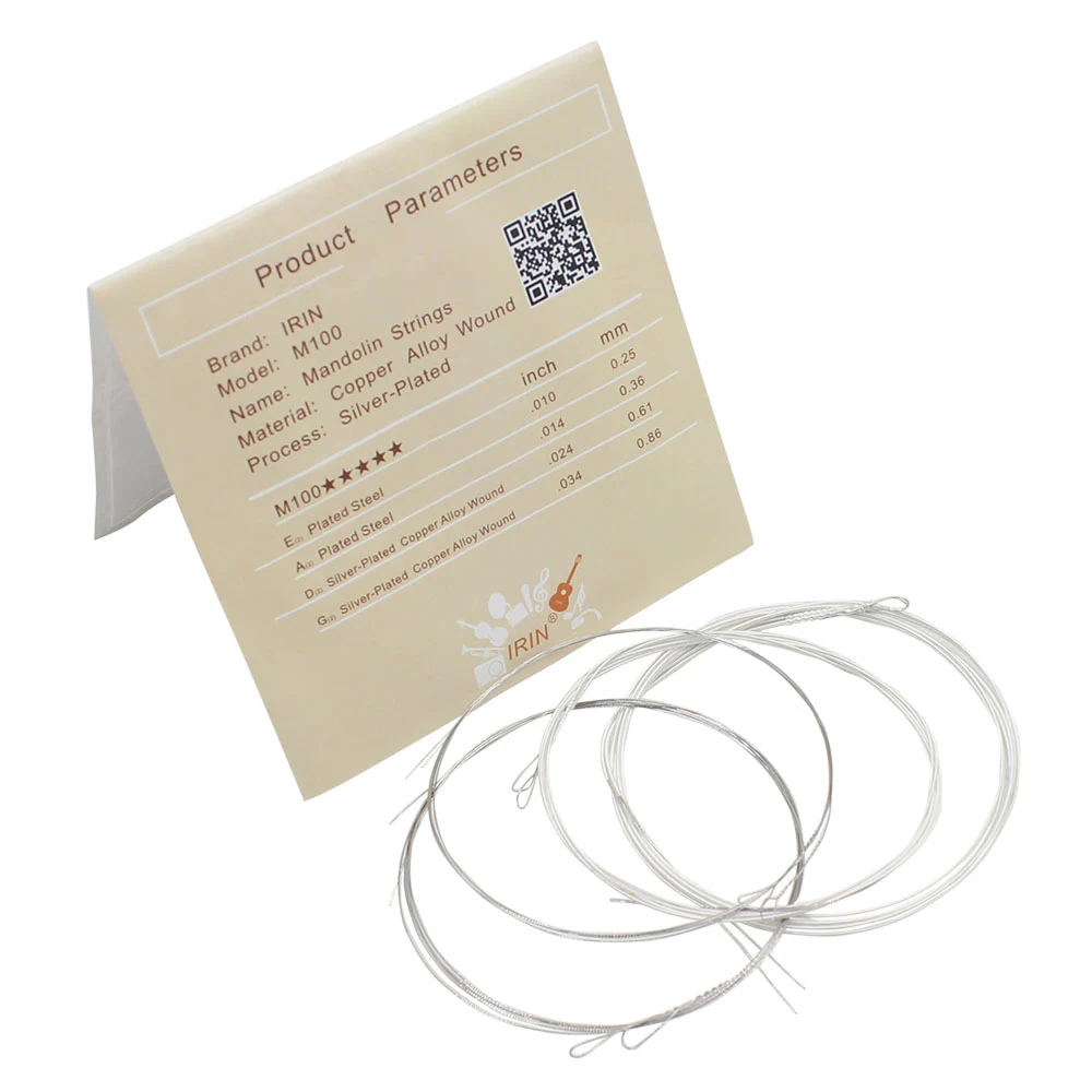 6Pcs/Set Mandolin Strings M100 Silver Plated Copper Alloy Wound High Quality Plated Steel Smooth String Mandolin Accessories