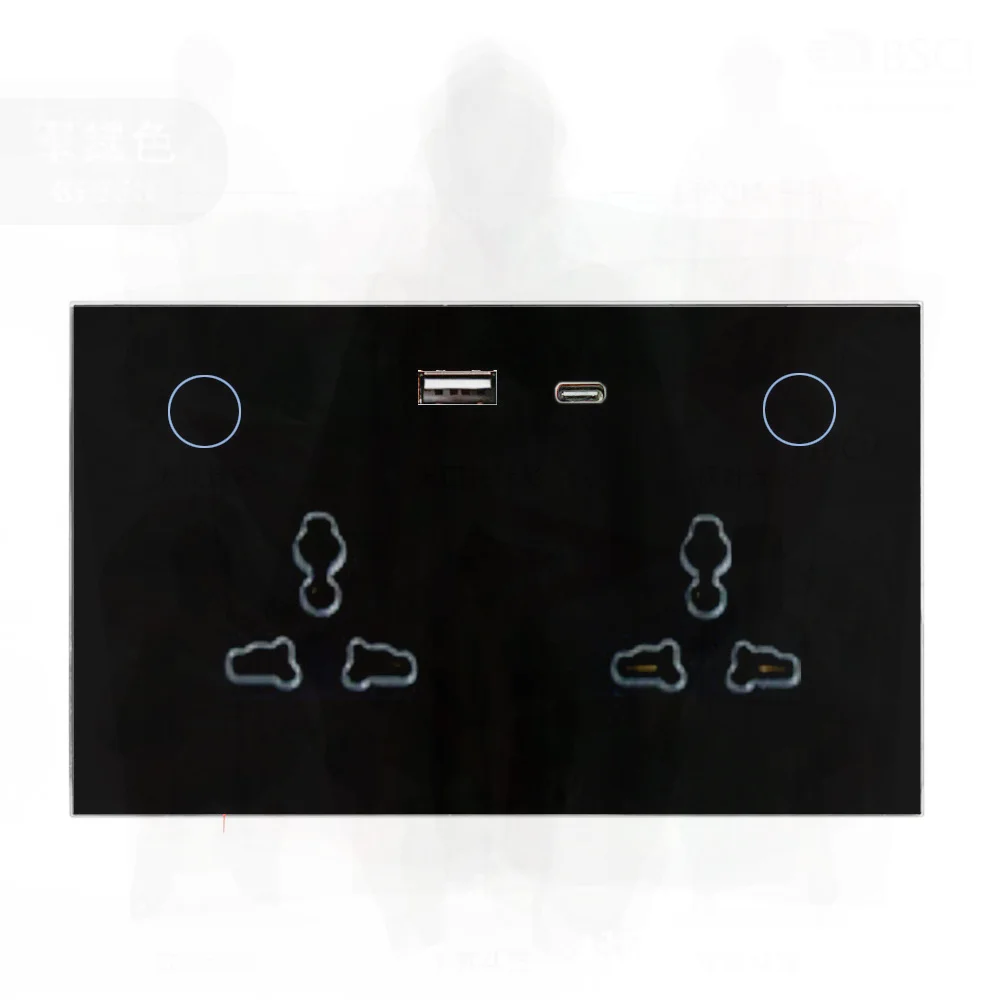 Graffiti Smart Switch Tipo 147 Presa WiFi Telecomando universale Ricarica rapida Zigbee/USB Multi-paese Compatibile per Smart