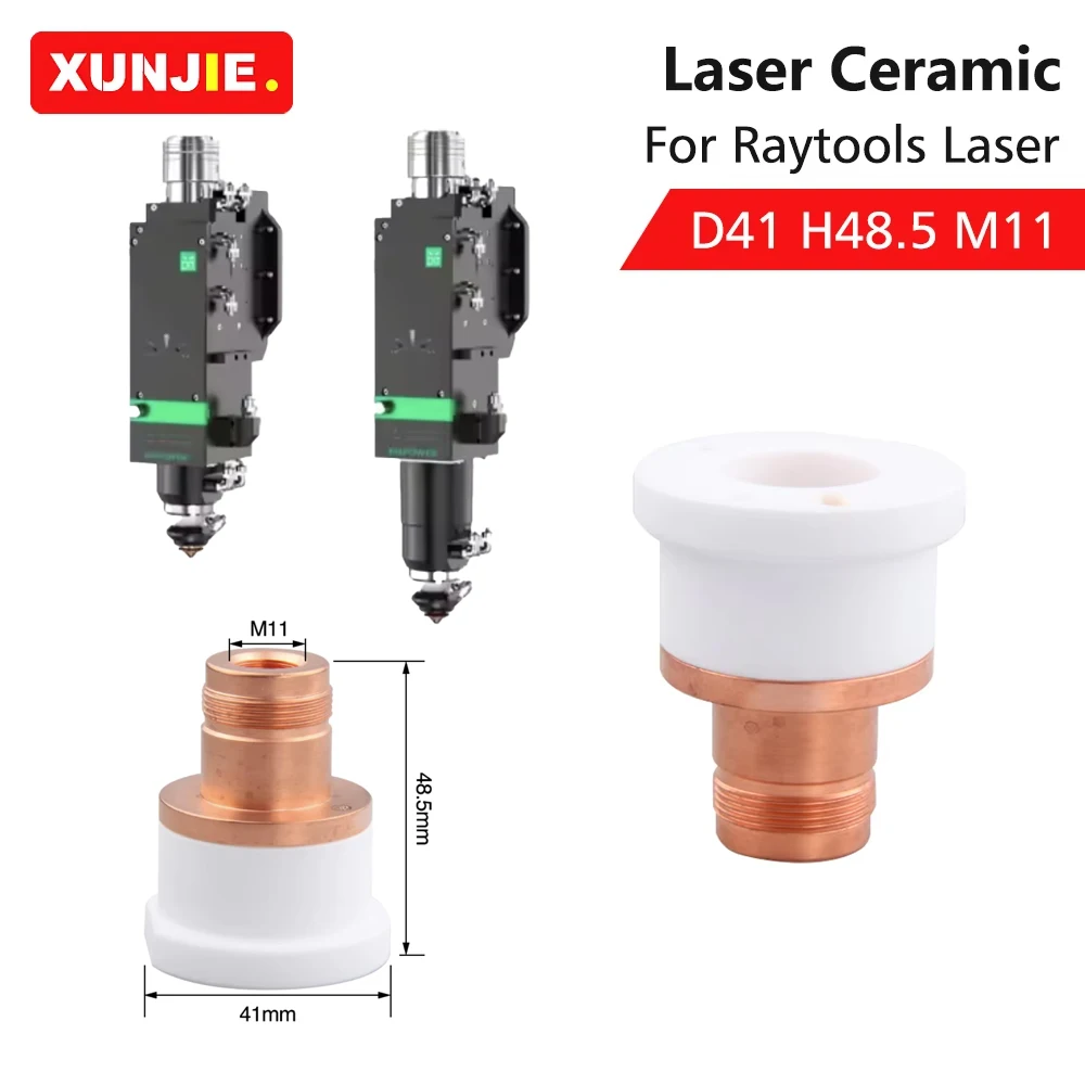 

XUNJIE Raytools Лазерная керамика D41 H48.5 M11 Держатель сопла Соединение керамической детали для Raytools BS12K Лазерная режущая головка
