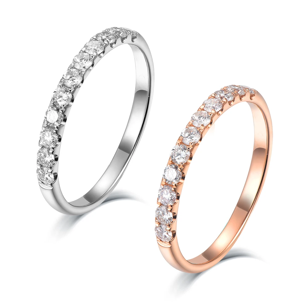 

Sun Star Custom Ordered Jewelry White Gold Rose Gold Round Cut Diamond Half Eternity Ring for Women