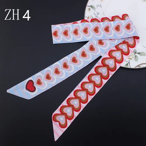 Imagen 2 del producto 2024 nuevo diseño 120cm bufanda con estampado de corazón pequeña bufanda de seda para mujer bolso de marca cintas para el cabello pañuelo para la cabeza de moda bufandas largas