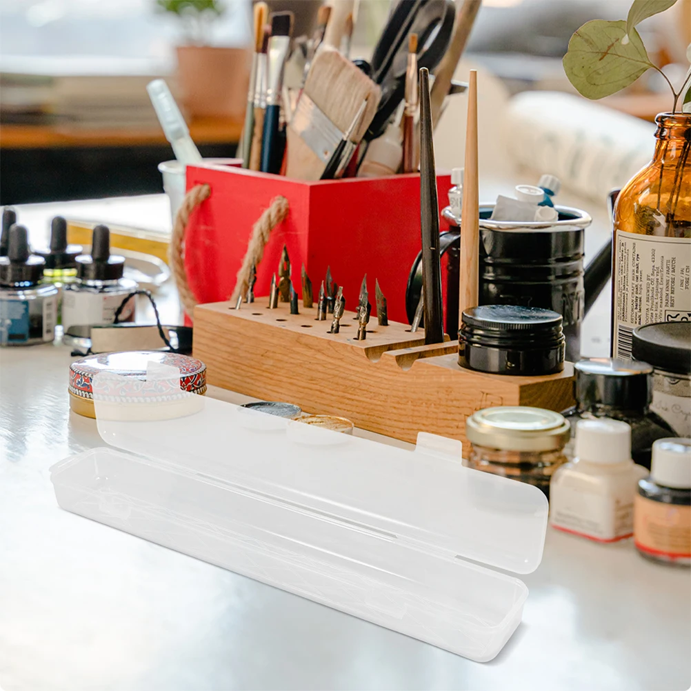 

3 Pcs Watercolor Brush Box Transparent Storage Case Material Portable Tool ganization Travel Painting Large Capacity
