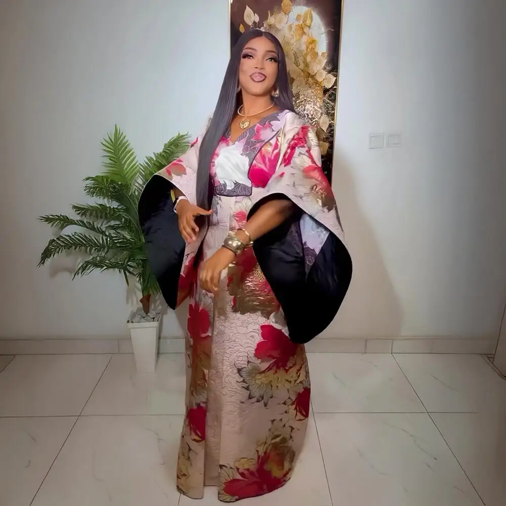 Vestidos Africanos Elegantes para Mujer 2025, Vestidos Turcos de Lujo para Mujer Africana, Vestidos Africanos de Lujo para Mujer con Pañuelo para la Cabeza