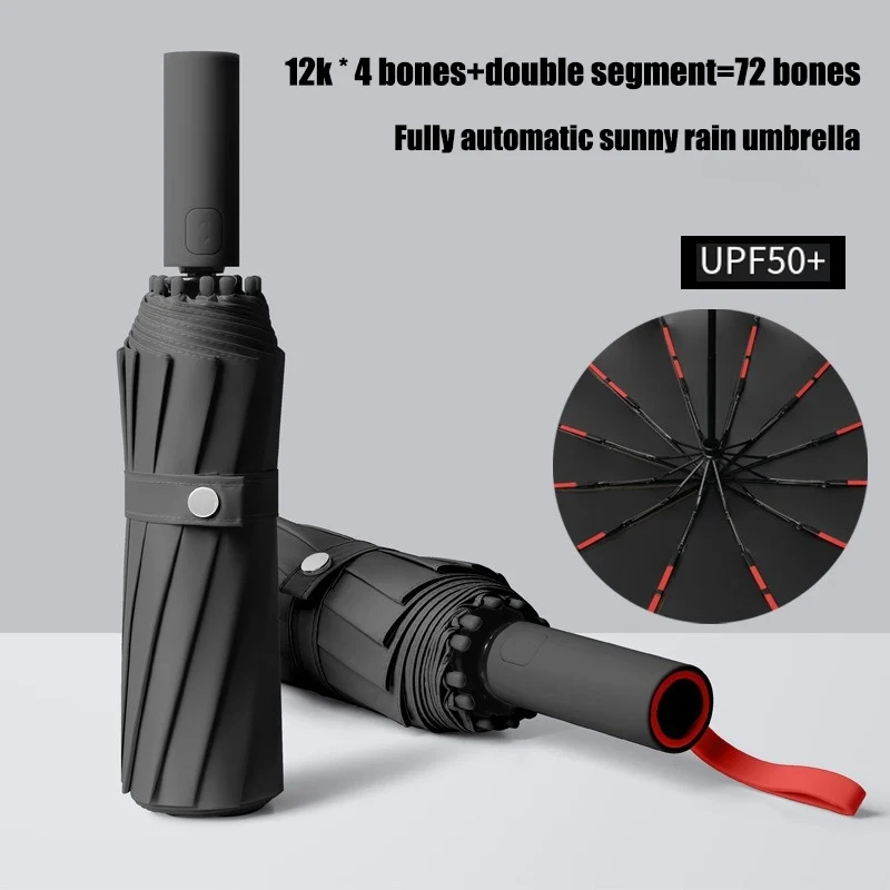 التلقائي بالكامل يندبروف قوية التلقائي مظلة قابلة للطي 72 العظام الشمس والمطر حماية المظلات للرجال النساء هدية مجموعة #4