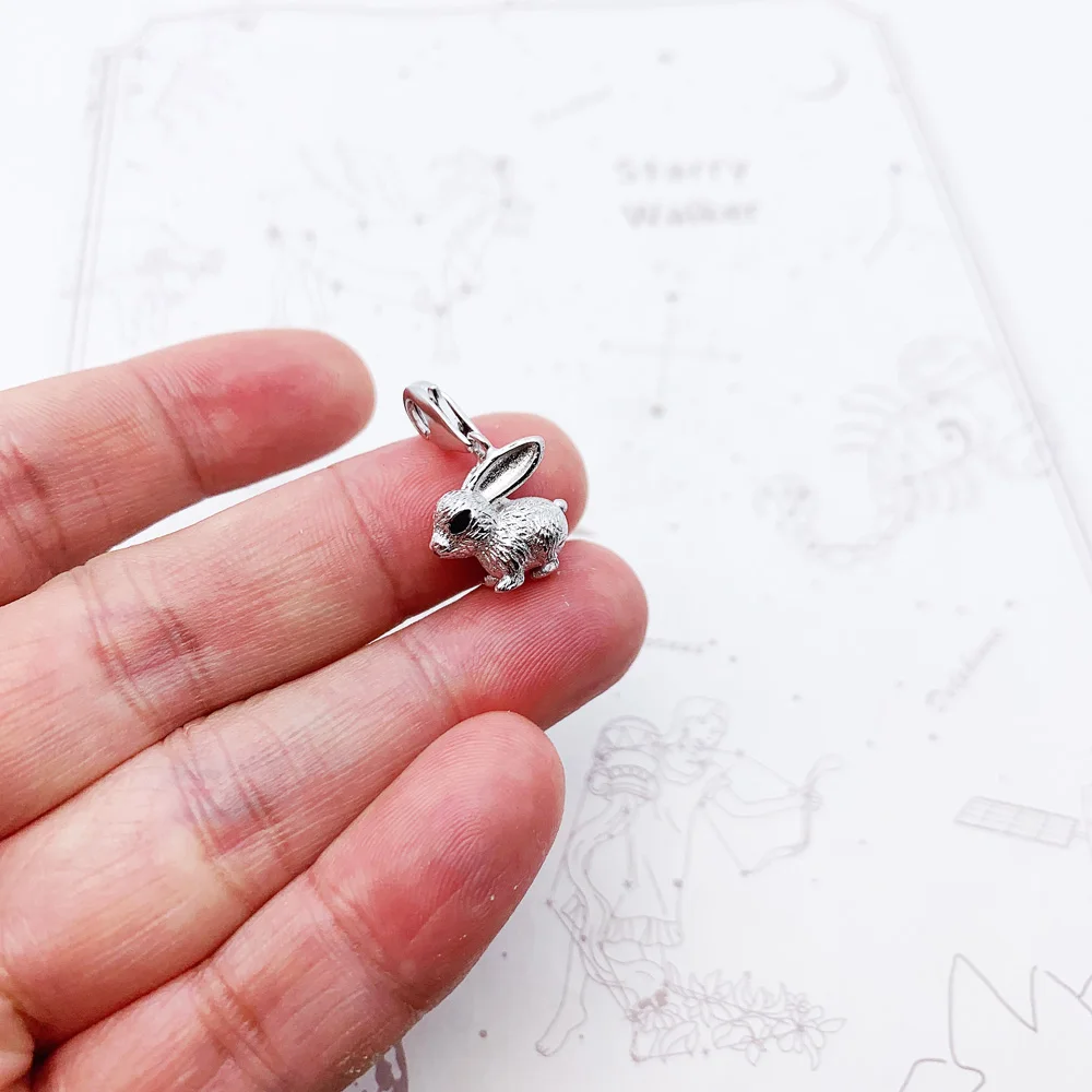 Authentic 925 Sterling Silver Elegance Lovely Rabbit Pendant Charm Cute Gift For Women Diy Fashion Jewelry