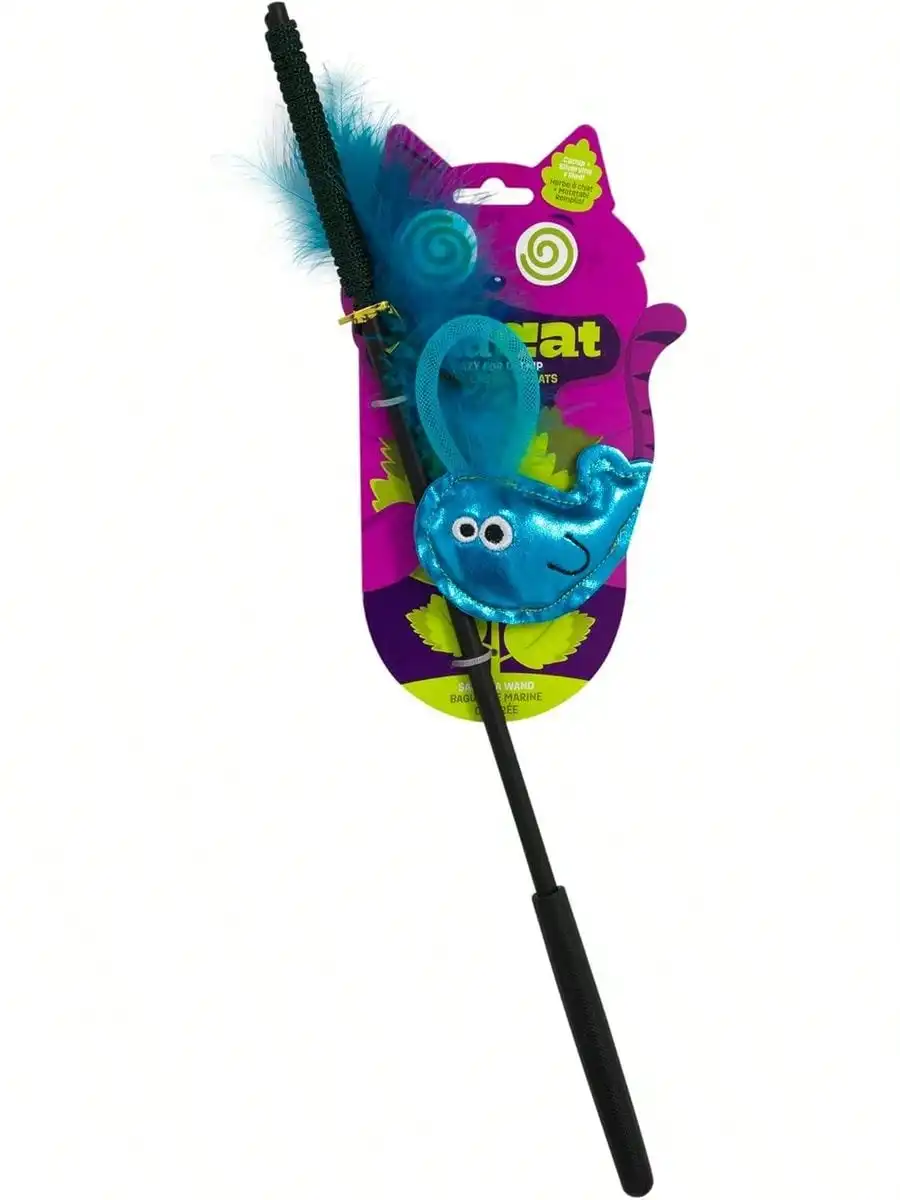 Mad Cat SAS-Sea Wand Catnip And Silvervine Teaser Cat Toy For Hunting Play | Ocean Themed Design To Dangle And Swish, Sparks Natural Chasing Instincts, Leaping And Playful Exercise In Felines Daily