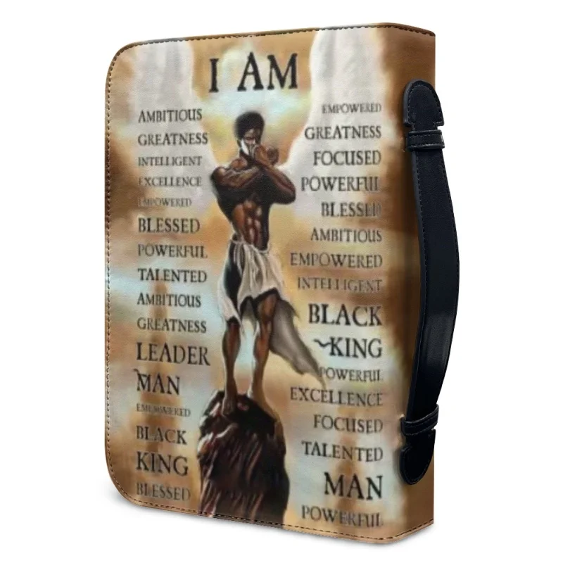 I Am Bible Cover Personalized Religious Gifts Print Church Bible Cover Case PU Handbags Study Book Holy Storage Boxes For Women