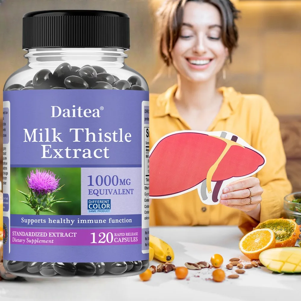 

Organic Milk Thistle Capsules, Support Digestive Antioxidant Liver Cleanse Detox & Repair 120 Capsules