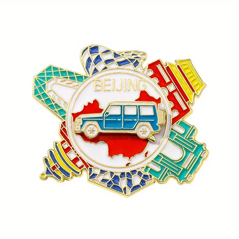 

Beijing Tourist Attraction Commemorative Brooch Medal Tiananmen Bird's Nest Water Cube Temple Emblem Accessories