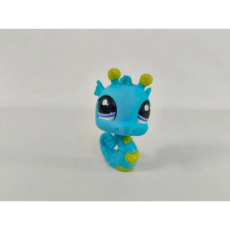Figurine LPS paillettes hippocampe bleu vert # 2214 Mini jouet pour animalerie