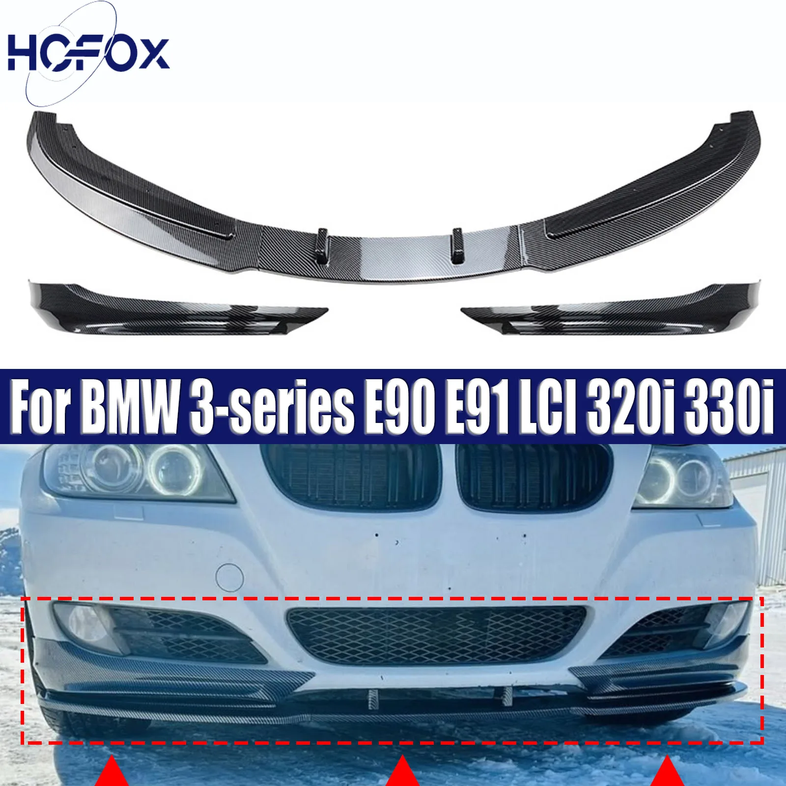 

Front Bumper Side Splitter Cover For BMW 3-series E90 E91 LCI 320i 330i 2009-2012 Front Bumper Lip Spoiler Car Diffuser Splitt