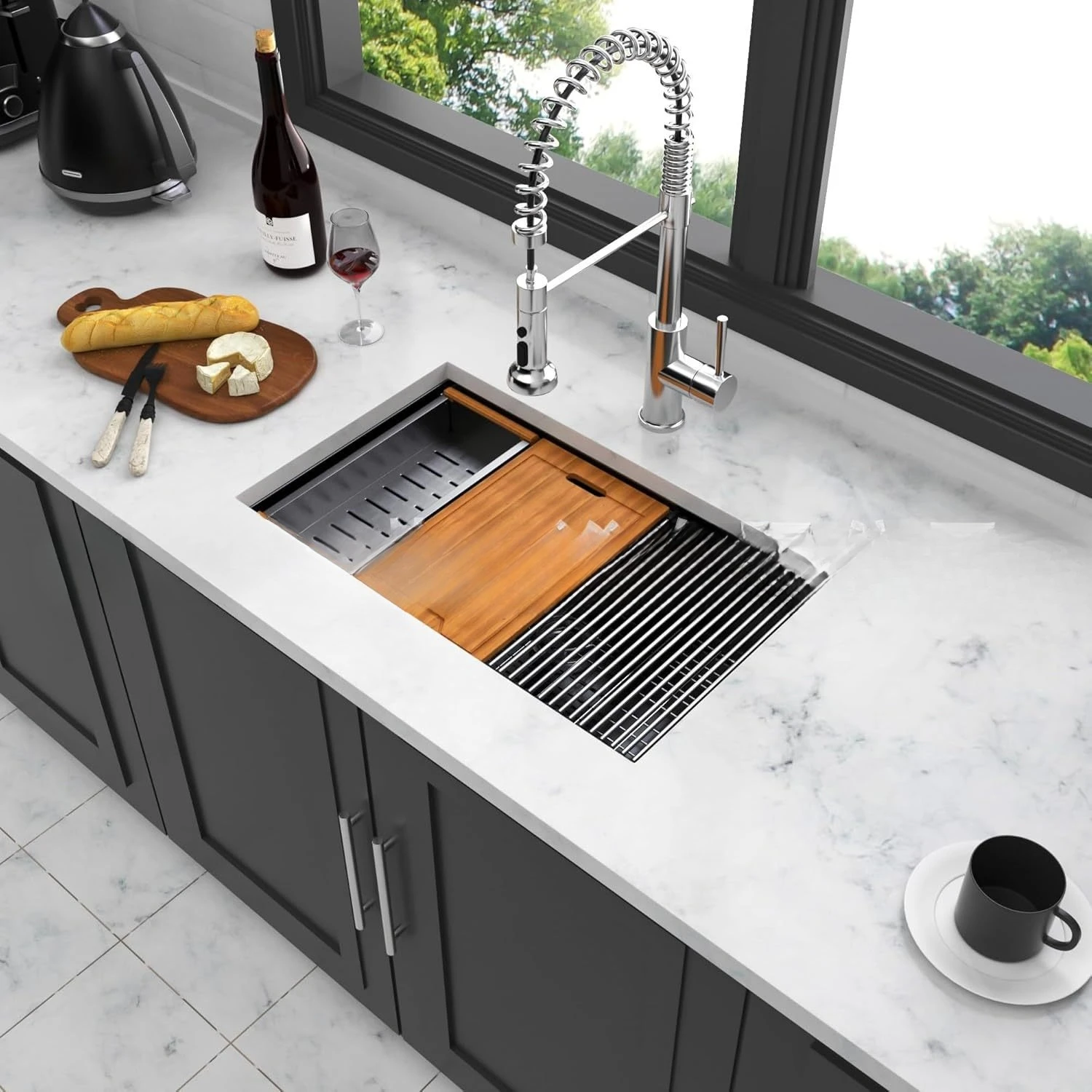 حوض الفولاذ المقاوم للصدأ خطوة واحدة بالوعة المطبخ واحدة