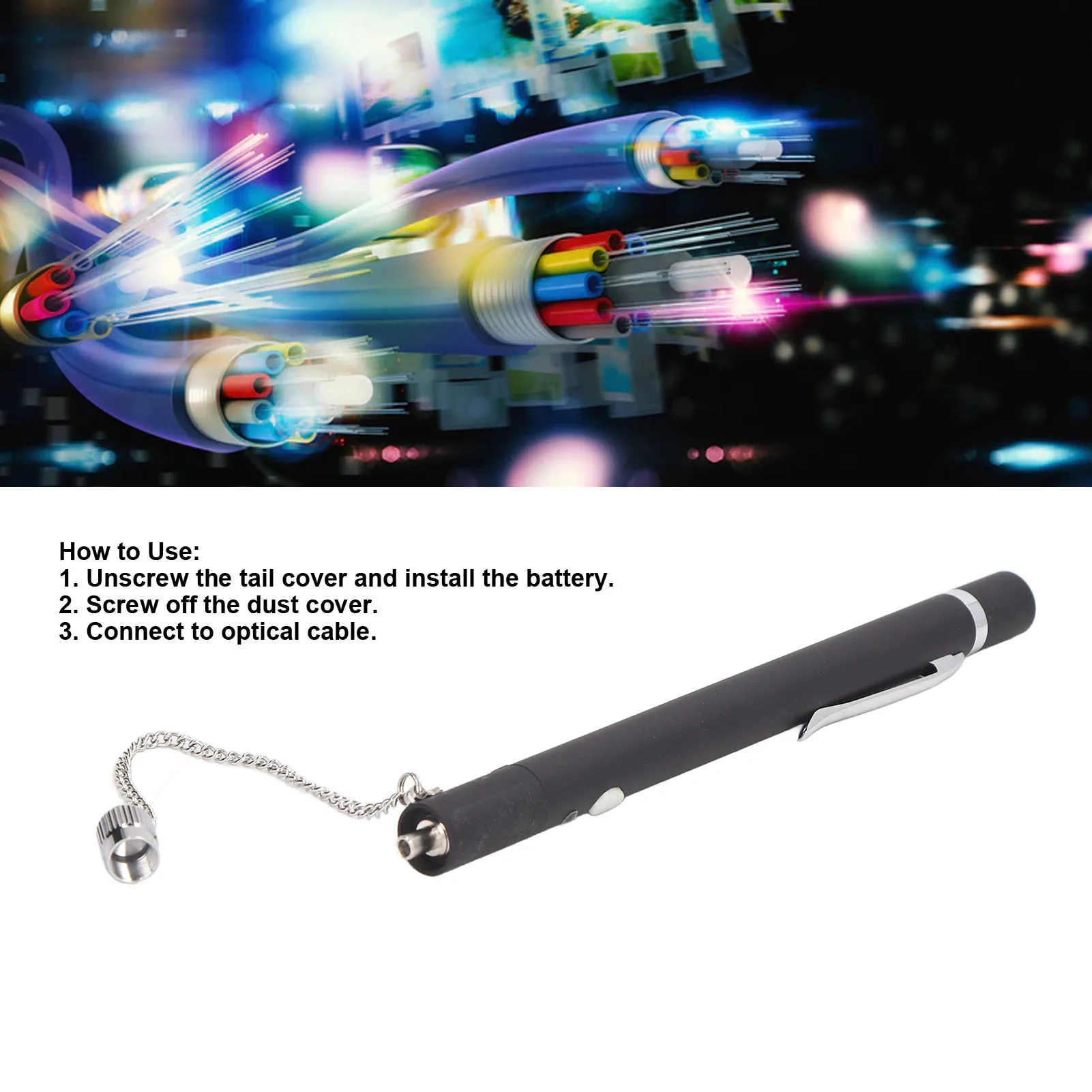 เครื่องทดสอบสายเคเบิลแสงตัวระบุตำแหน่งความผิดพลาดด้วยภาพอินเทอร์เฟซ VFL เครื่องมือปากกาทดสอบแสงสีแดงแบบออปติคัลสำหรับการทดสอบ