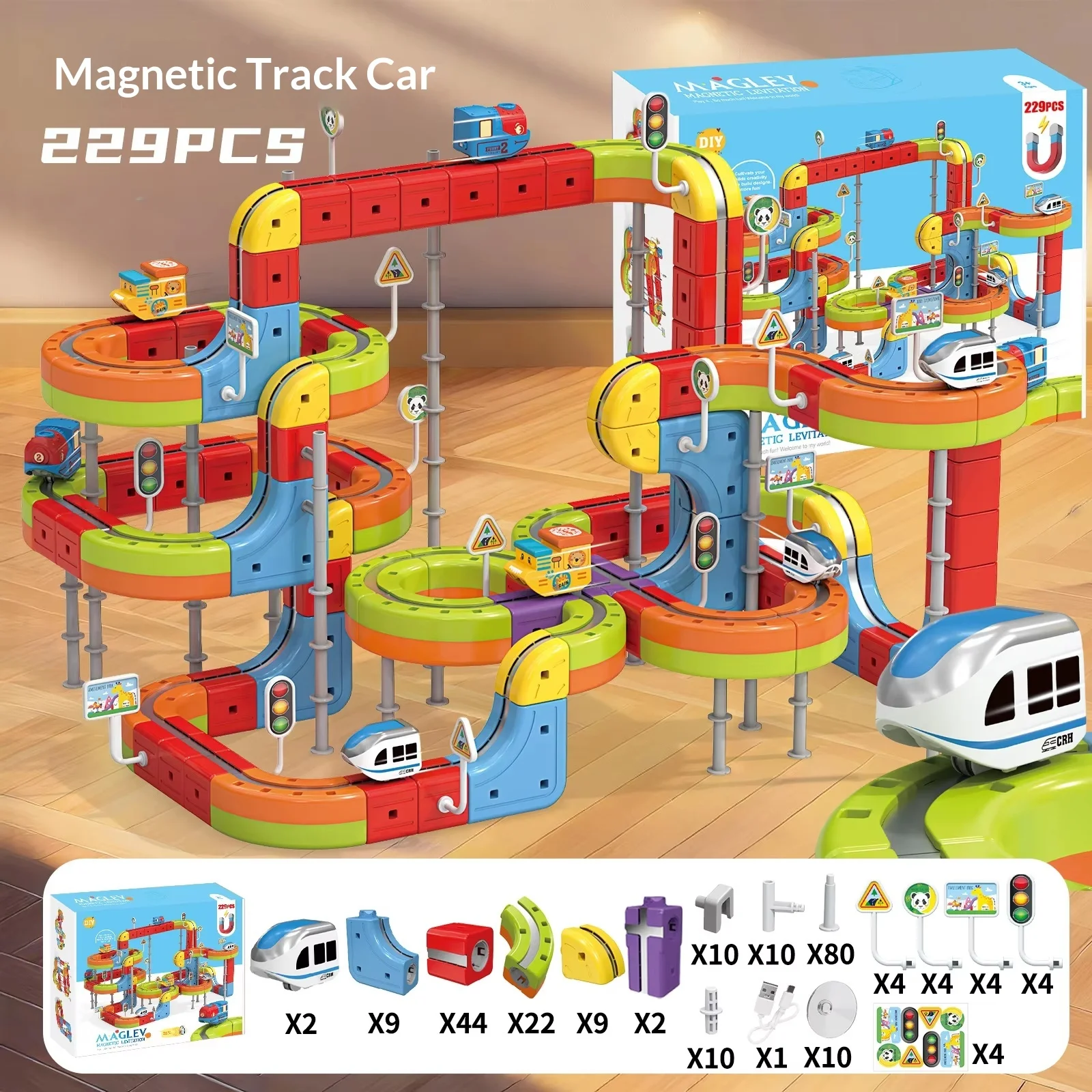 

229pcs Set Children'S Anti-Gravity Magnetic Attraction Track Train Changeable Magnetic Magic Rail Car Electric Train Toy Gift