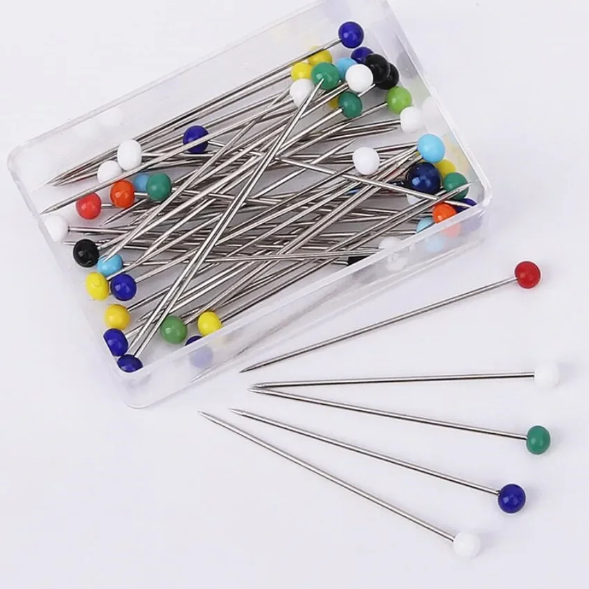 50/100Pcs DIY Sewing Crafts Pins Sewing Accessories Safety Pins Glass Ball Head Pins Mixed Colors Straight Quilting Needles Pin