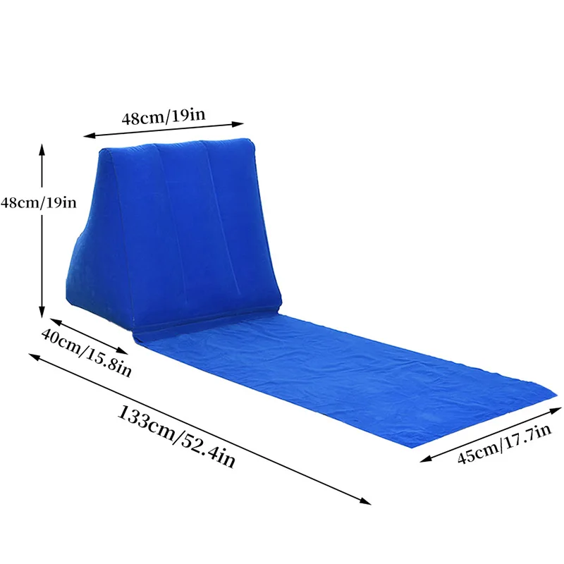 Inflatable Wedge Pillow With Mat PVC Flocking Travel Portable Back Support Triangle Cushion Beach Pillow