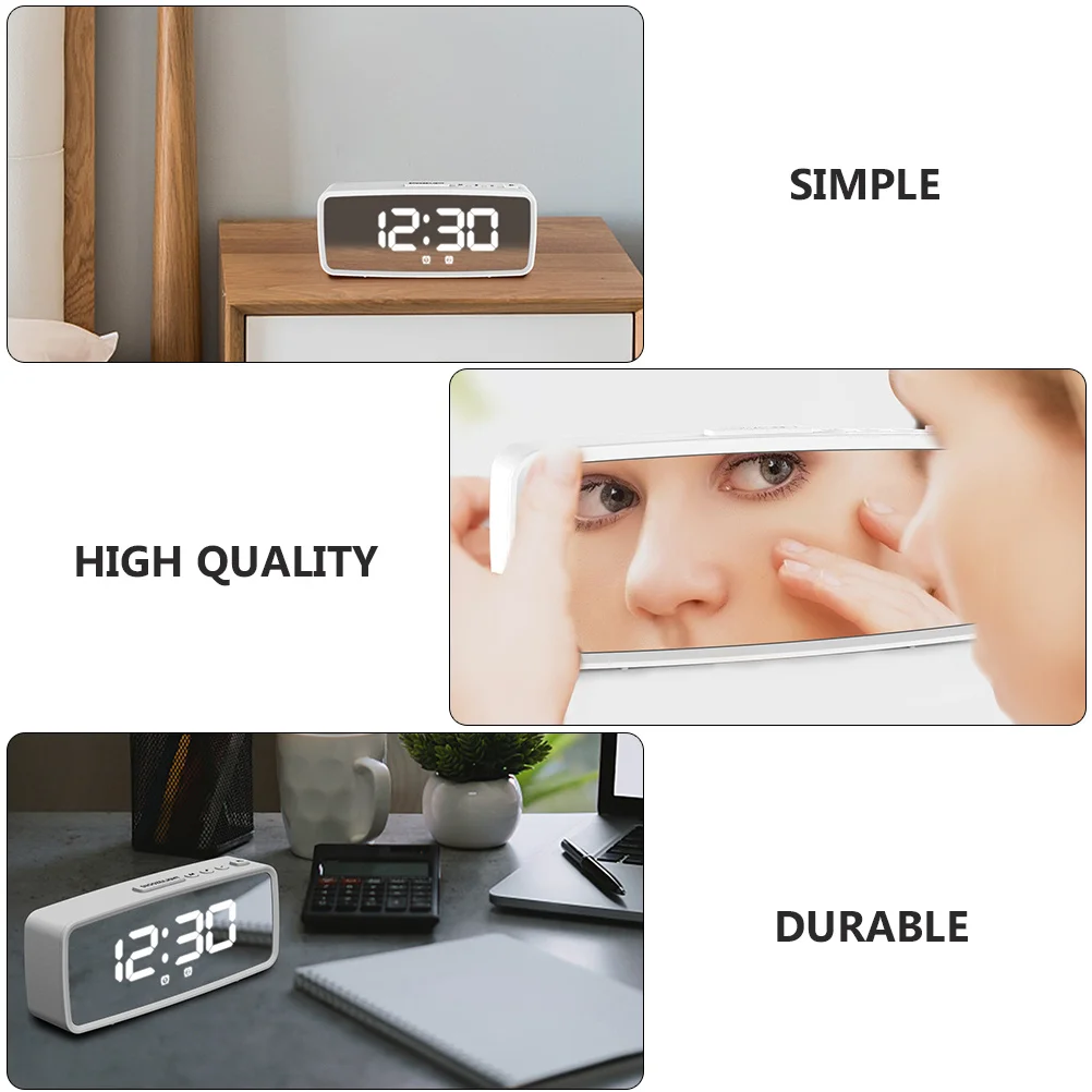 

1Set Electronic LED Alarm Clock Multifunctional Mirror Surface Digital Display Home Bedroom Desktop Small Alarm Clock