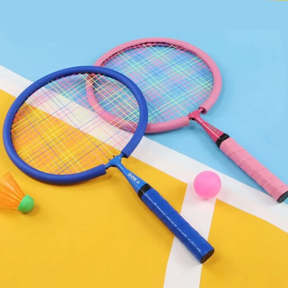 Shock Absorbing Children Badminton Rackets Portable Lightweight Badminton Racket Set Soft Grip Iron Alloy Sports Game