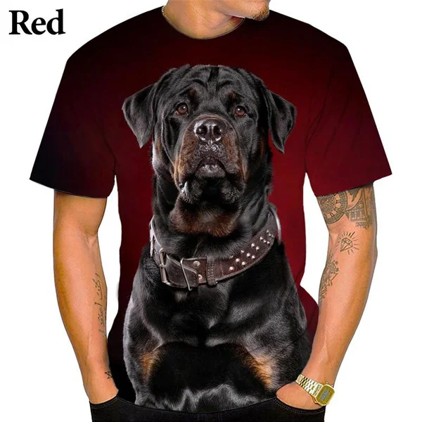 Men Rottweiler T Shirt Funny Dog Graphic 3d Print Short Sleeve T-shirt Summer Casual Top