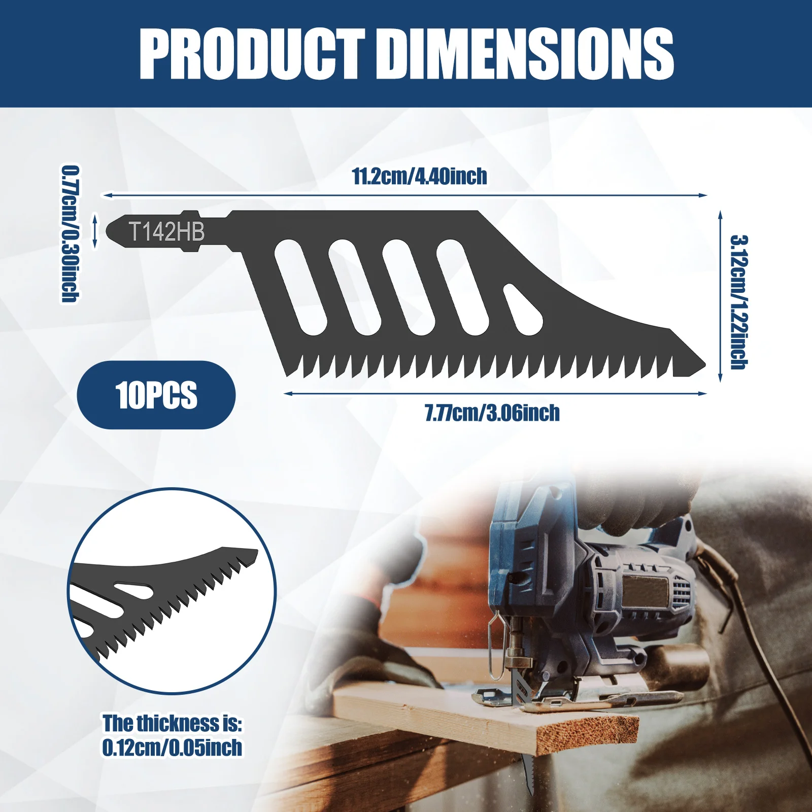 10Pcs 112mm Jigsaw Blade T Shank Extra Long Scroll Saw Blades Carbon Steel Coarse Tooth Cutter for Wood Cutting Tight Spaces
