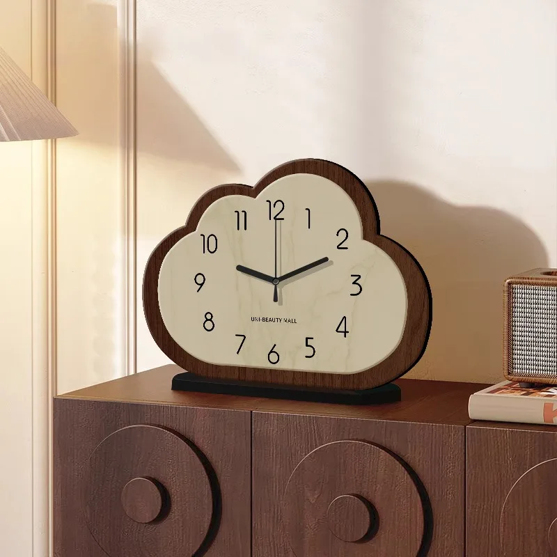 Cloud Inspired Ancient Style Mirror Wall Clock Painting Desktop Creative Living Room Home Bedroom Silent Retro Pendulum Clock