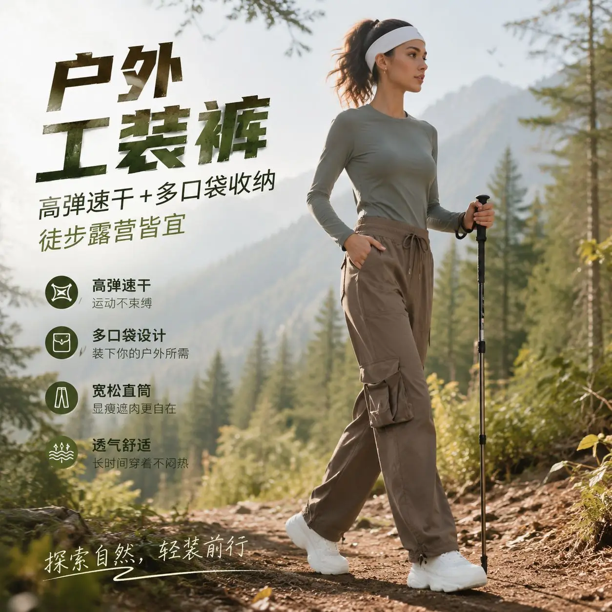 Outdoor Sport Elastic Techwear Cargo Pant Women Loose Casual Quick Dry Fitness Pants Jogger Sweatpant Female Commute Trousers